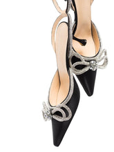 Double Bow crystal-embellished pumps